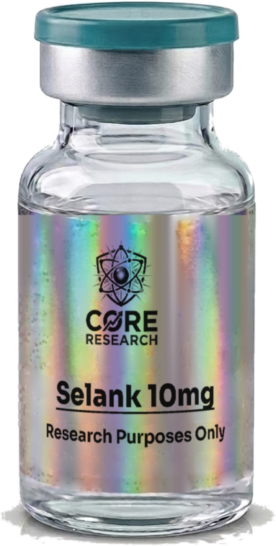 Selank 10mg vial with Core Research label, research use only